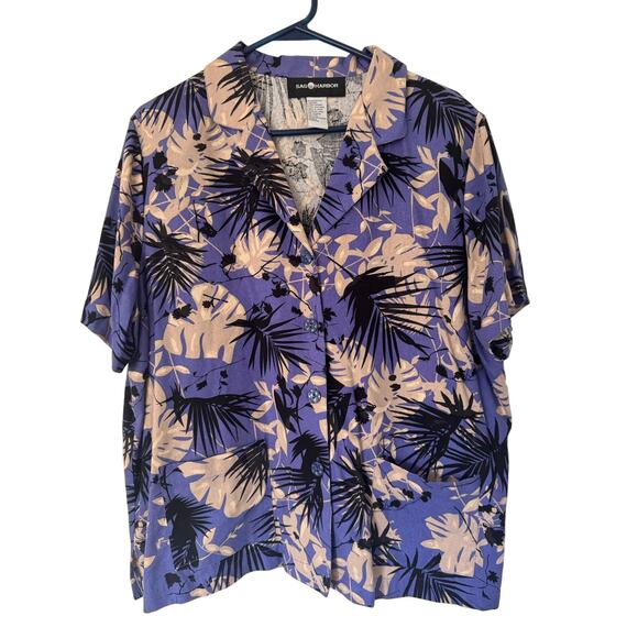 Silk Coastal  Vacation Button‎ Up Blouse Size Large - Picture 1 of 4